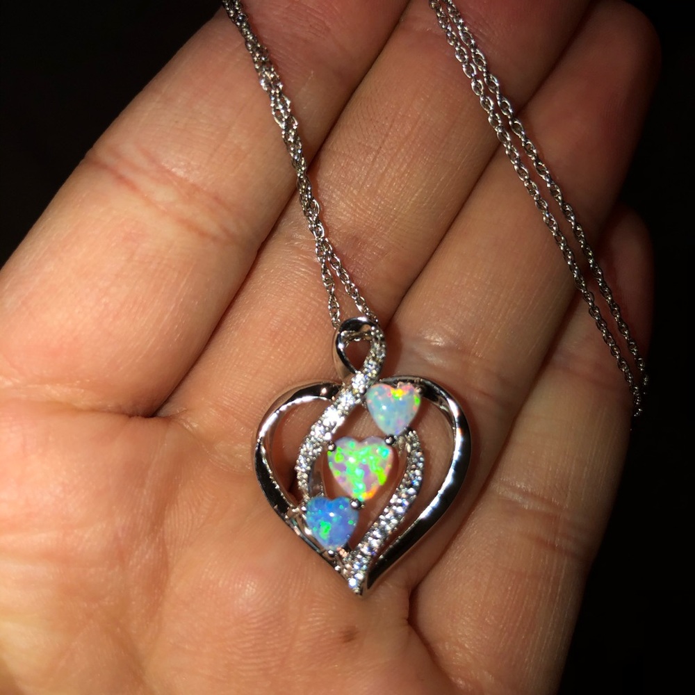 Opal heart necklace